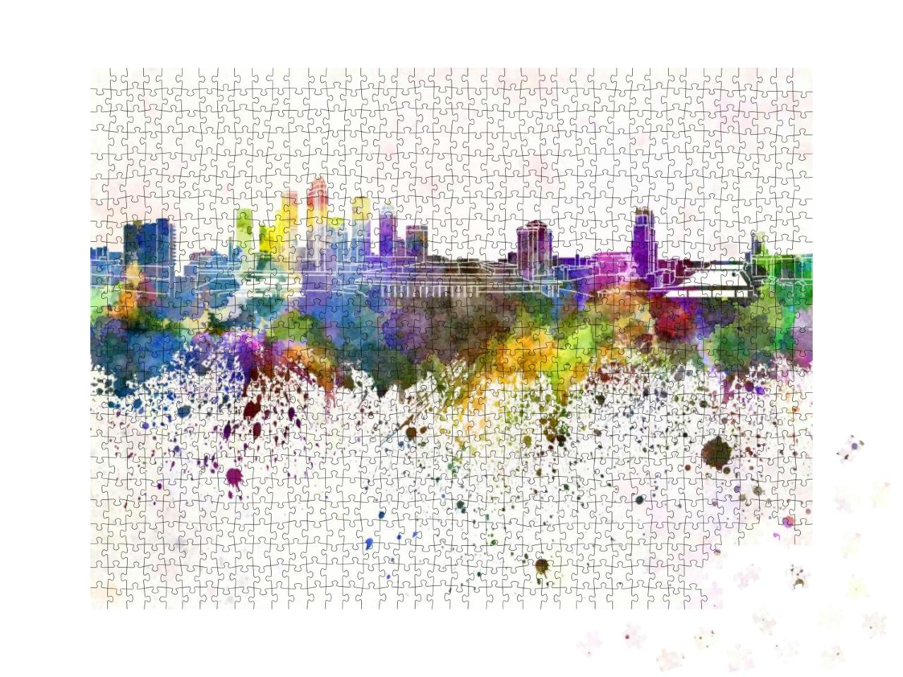 Tampa Skyline in Watercolor Background... Jigsaw Puzzle with 1000 pieces