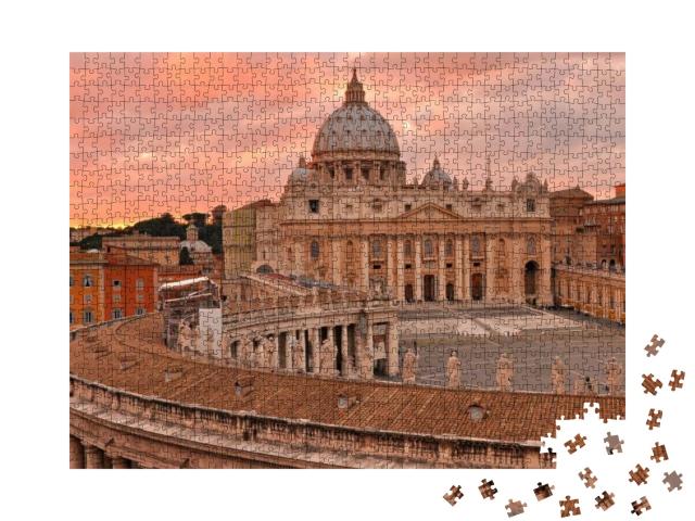 Saint Peters Square & Cathedral During Sunset, Rome... Jigsaw Puzzle with 1000 pieces