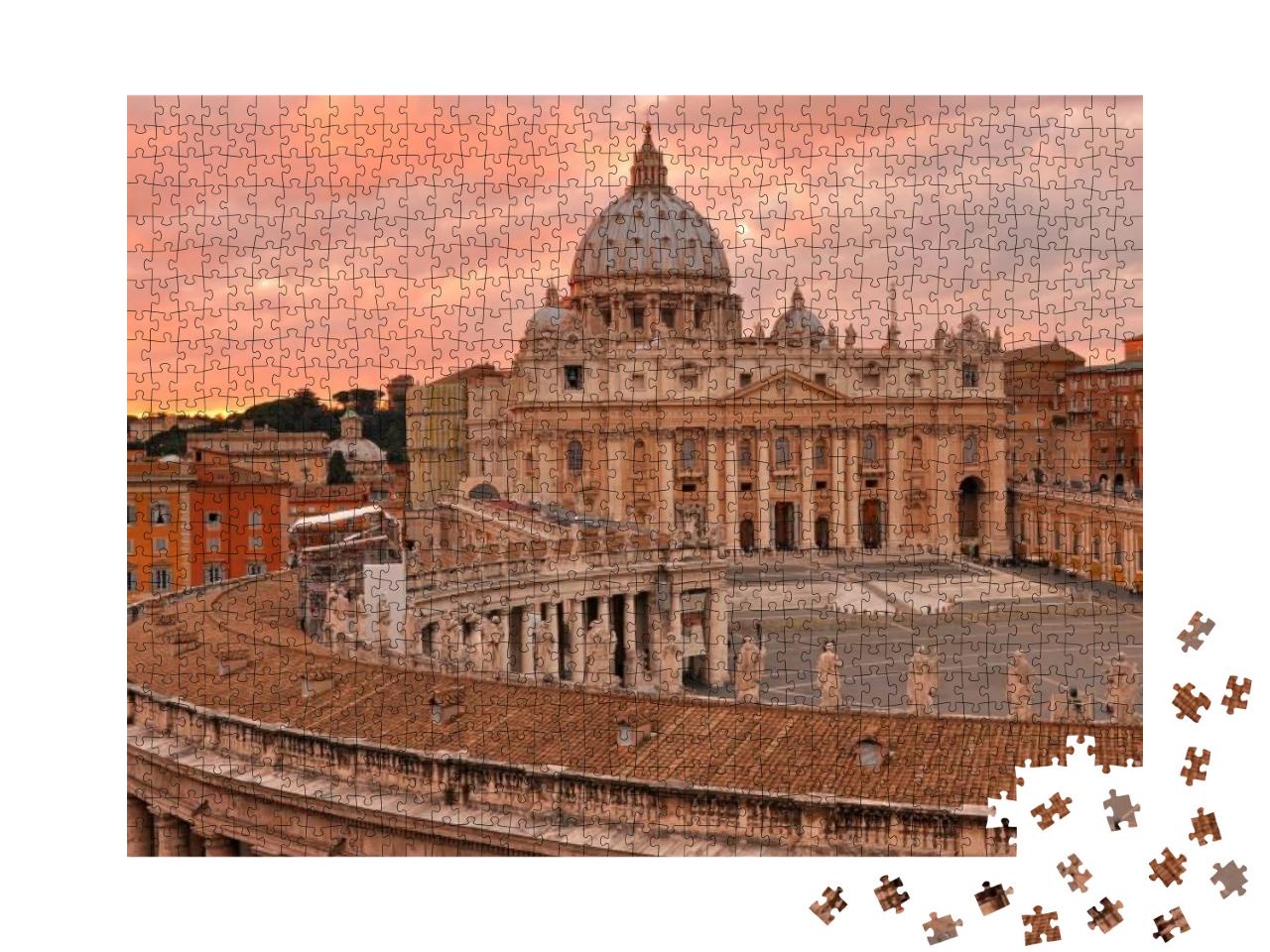 Saint Peters Square & Cathedral During Sunset, Rome... Jigsaw Puzzle with 1000 pieces