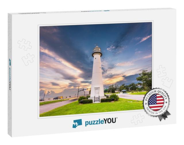 Biloxi, Mississippi USA At Biloxi Lighthouse At Dusk... Jigsaw Puzzle