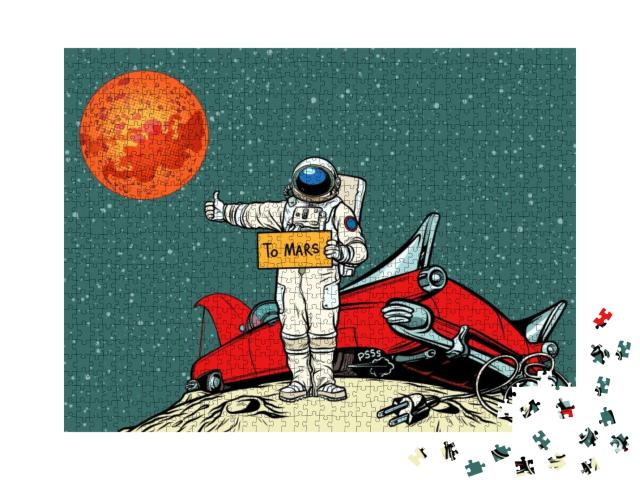 The Road to Mars. Car Broke Down in Space, Astronaut Hitc... Jigsaw Puzzle with 1000 pieces