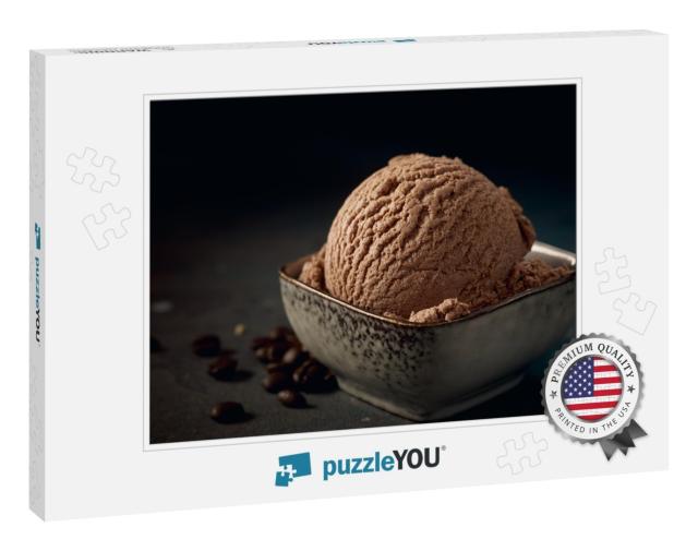 Scoop of Tasty Chocolate Gelato with Creamy Texture in Sq... Jigsaw Puzzle