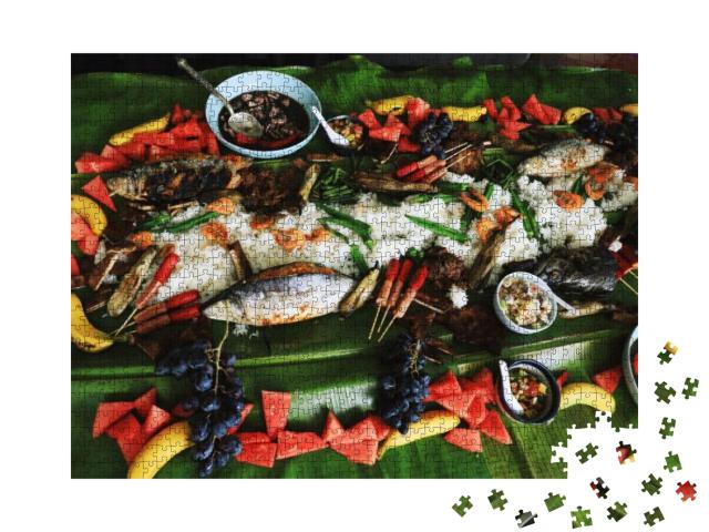 Boodle Fight - Philippine Culture... Jigsaw Puzzle with 1000 pieces