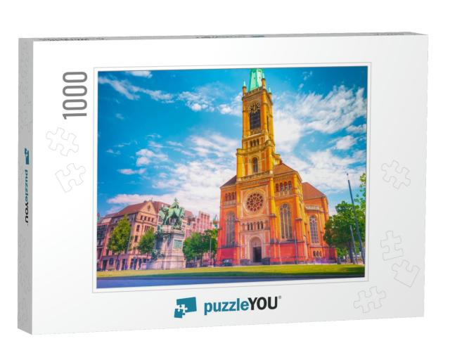 Johannes Church in Dusseldorf. Dusseldorf, North Rhine-We... Jigsaw Puzzle with 1000 pieces