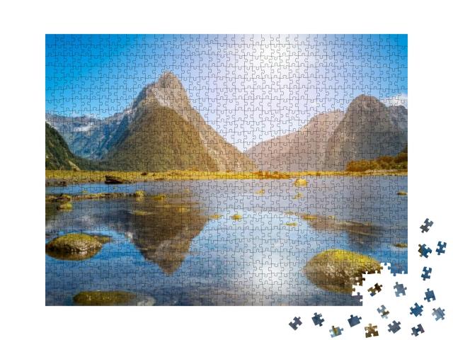 Milford Sound, New Zealand. - Mitre Peak is the Iconic La... Jigsaw Puzzle with 1000 pieces