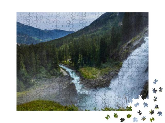 Krimmler Falls, Hohe Tauern National Park, Salzburger Lan... Jigsaw Puzzle with 1000 pieces