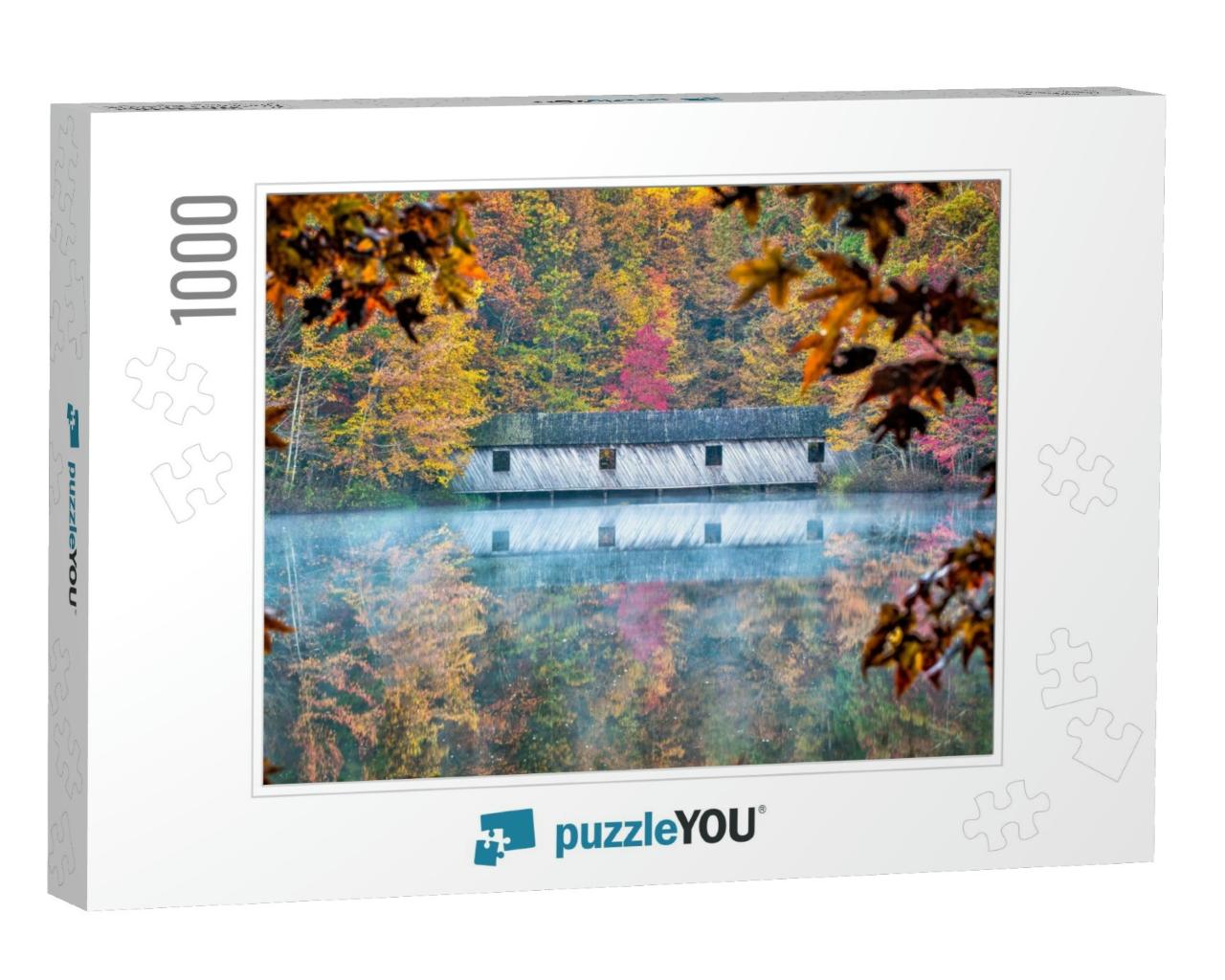 As Mist Rises from the Calm Waters, Fall Colors Are Refle... Jigsaw Puzzle with 1000 pieces