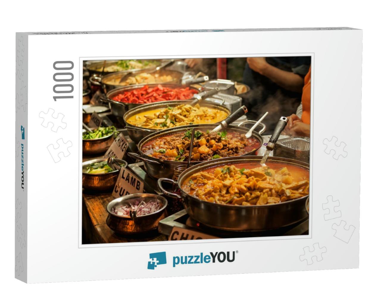 Oriental Food - Indian Takeaway At a London's Market... Jigsaw Puzzle with 1000 pieces