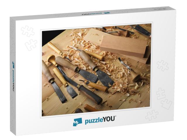 Carpenter Wood Carving Equipment. Woodworking, Craftsmans... Jigsaw Puzzle