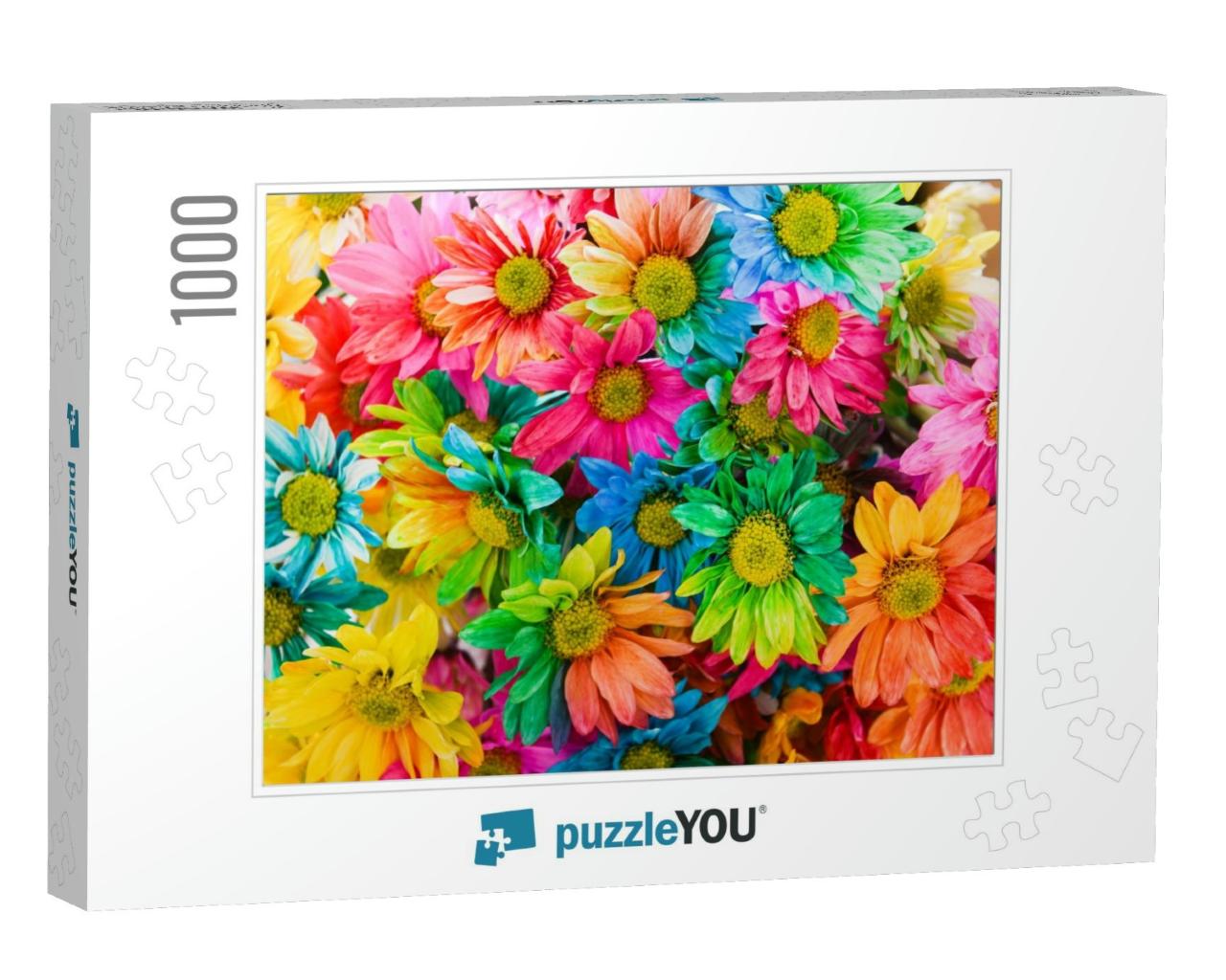 Rainbow Daisies. Chrysanthemum Rainbow Flower. Bouquets o... Jigsaw Puzzle with 1000 pieces