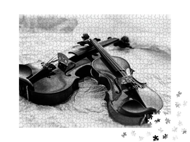 The Abstract Art Design Background of Two Violins Put on... Jigsaw Puzzle with 1000 pieces