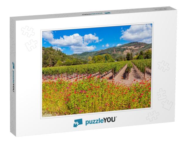 Wild Flowers Along Vineyards in Napa Valley California US... Jigsaw Puzzle