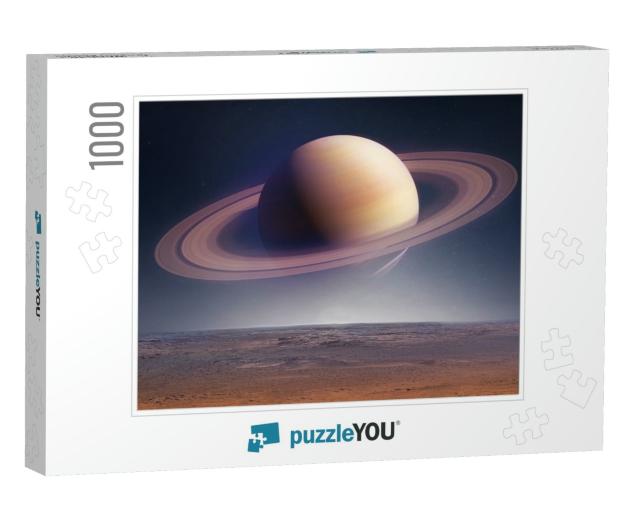 Landscape with Saturn Planet in Sky with Stars. Fantasy S... Jigsaw Puzzle with 1000 pieces