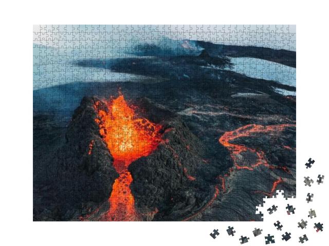 Iceland Volcanic Eruption 2021. the Volcano Fagradalsfjal... Jigsaw Puzzle with 1000 pieces