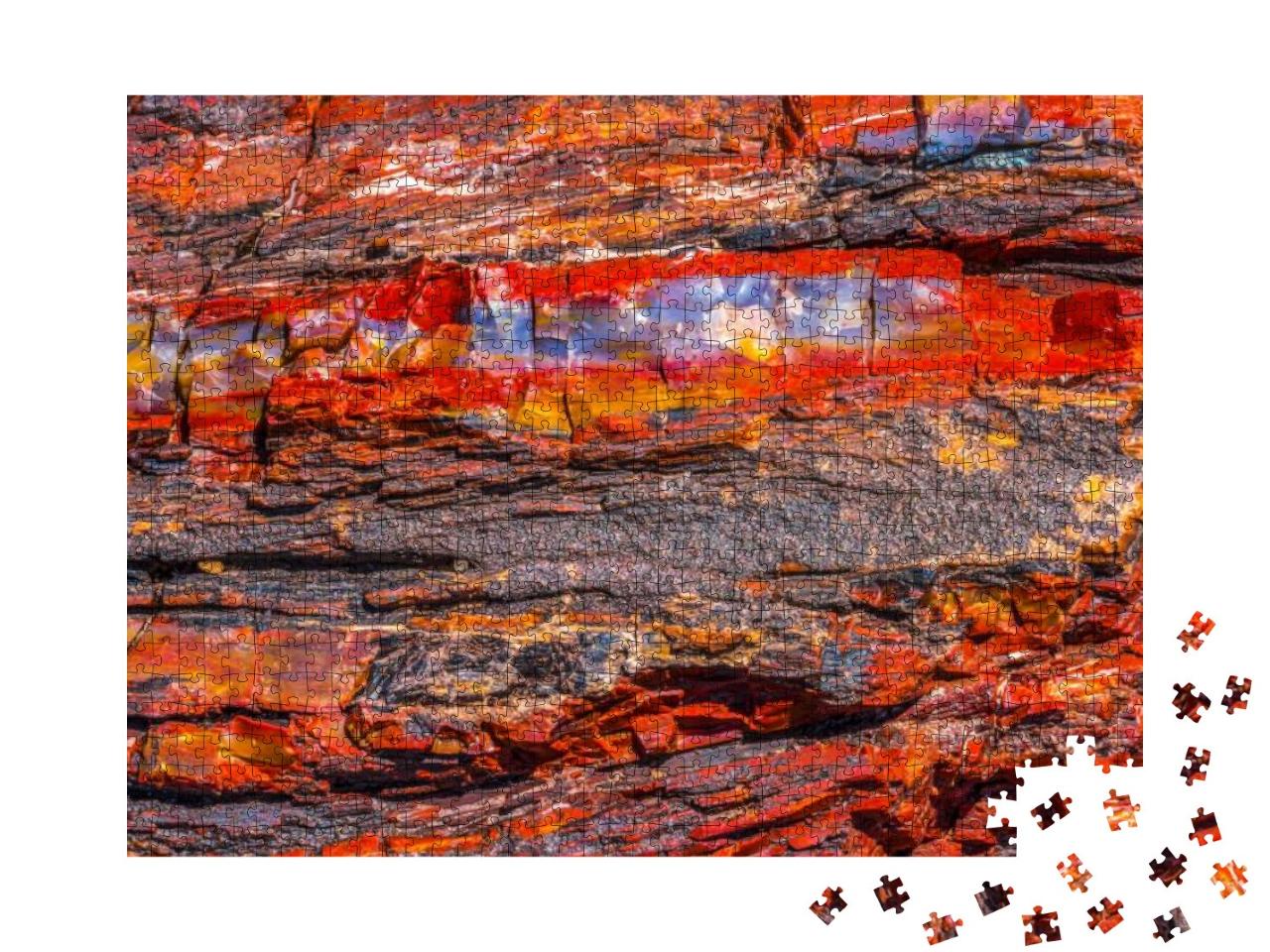 Red Orange Yellow Petrified Wood Log Abstract Crystal For... Jigsaw Puzzle with 1000 pieces