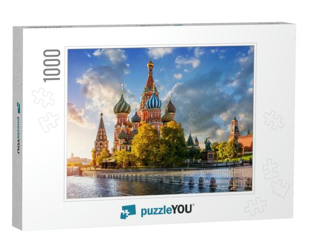 St. Basils Cathedral on Red Square in Moscow in the Light... Jigsaw Puzzle with 1000 pieces