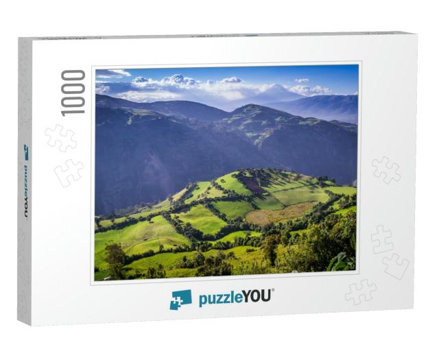 Green Andean Landscape in Afternoon Light Near El Altar V... Jigsaw Puzzle with 1000 pieces