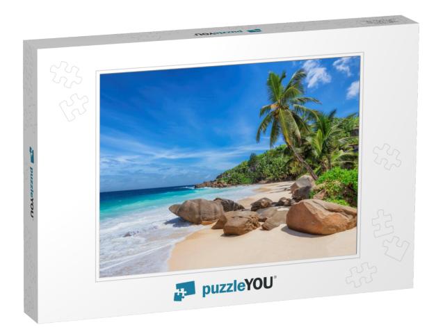 Tropical Sunny Beach & Coconut Palms on Seychelles. Summe... Jigsaw Puzzle