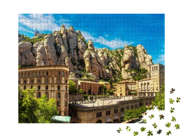 Santa Maria De Montserrat Abbey in Monistrol, in a Beauti... Jigsaw Puzzle with 1000 pieces