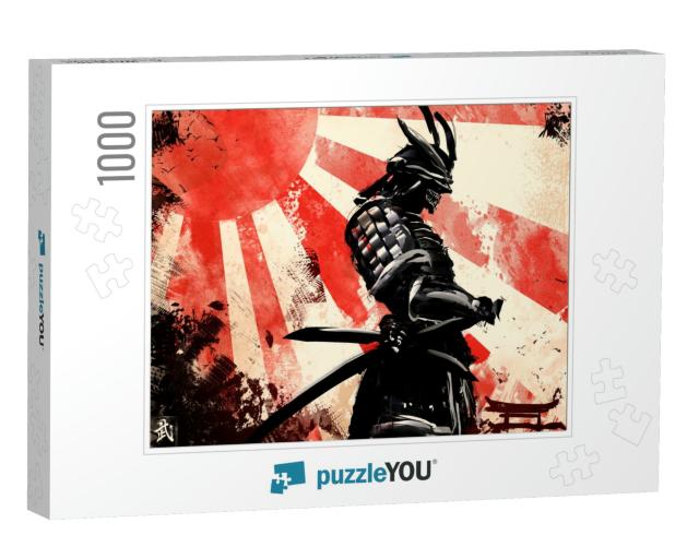A Samurai Stands Holding His Hand on a Katana... Jigsaw Puzzle with 1000 pieces