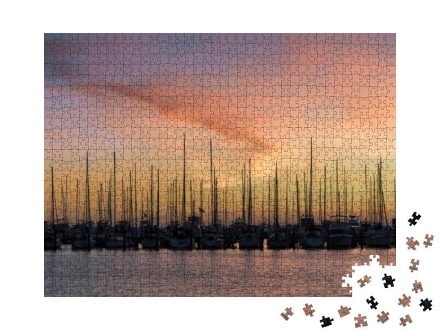 Sailboats At Sunrise At the South Yacht Basin in St. Pete... Jigsaw Puzzle with 1000 pieces