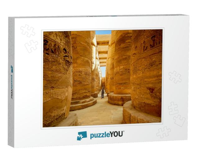 Egyptian Temple Guard in Karnak Complex, Luxor, Egypt... Jigsaw Puzzle