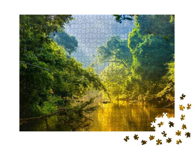 Amazing Scenic View Tropical Forest with Jungle River on... Jigsaw Puzzle with 1000 pieces