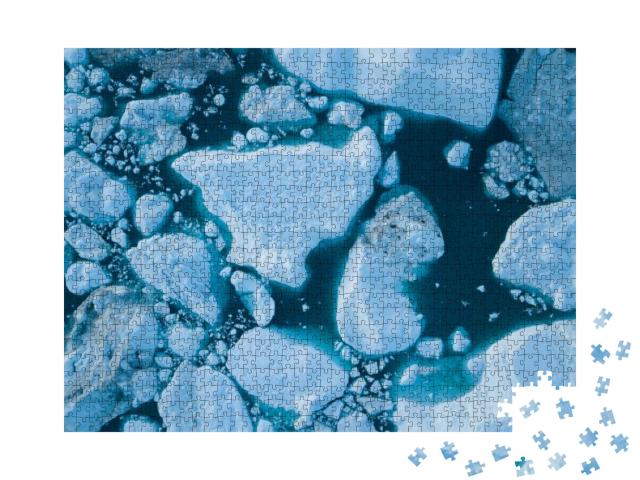 Icebergs Drone Aerial Image Top View - Climate Change & G... Jigsaw Puzzle with 1000 pieces