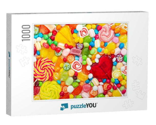 Colorful Lollipops & Different Colored Round Candy... Jigsaw Puzzle with 1000 pieces