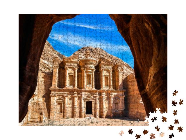 Stunning View from a Cave of the Ad Deir - Monastery in t... Jigsaw Puzzle with 1000 pieces