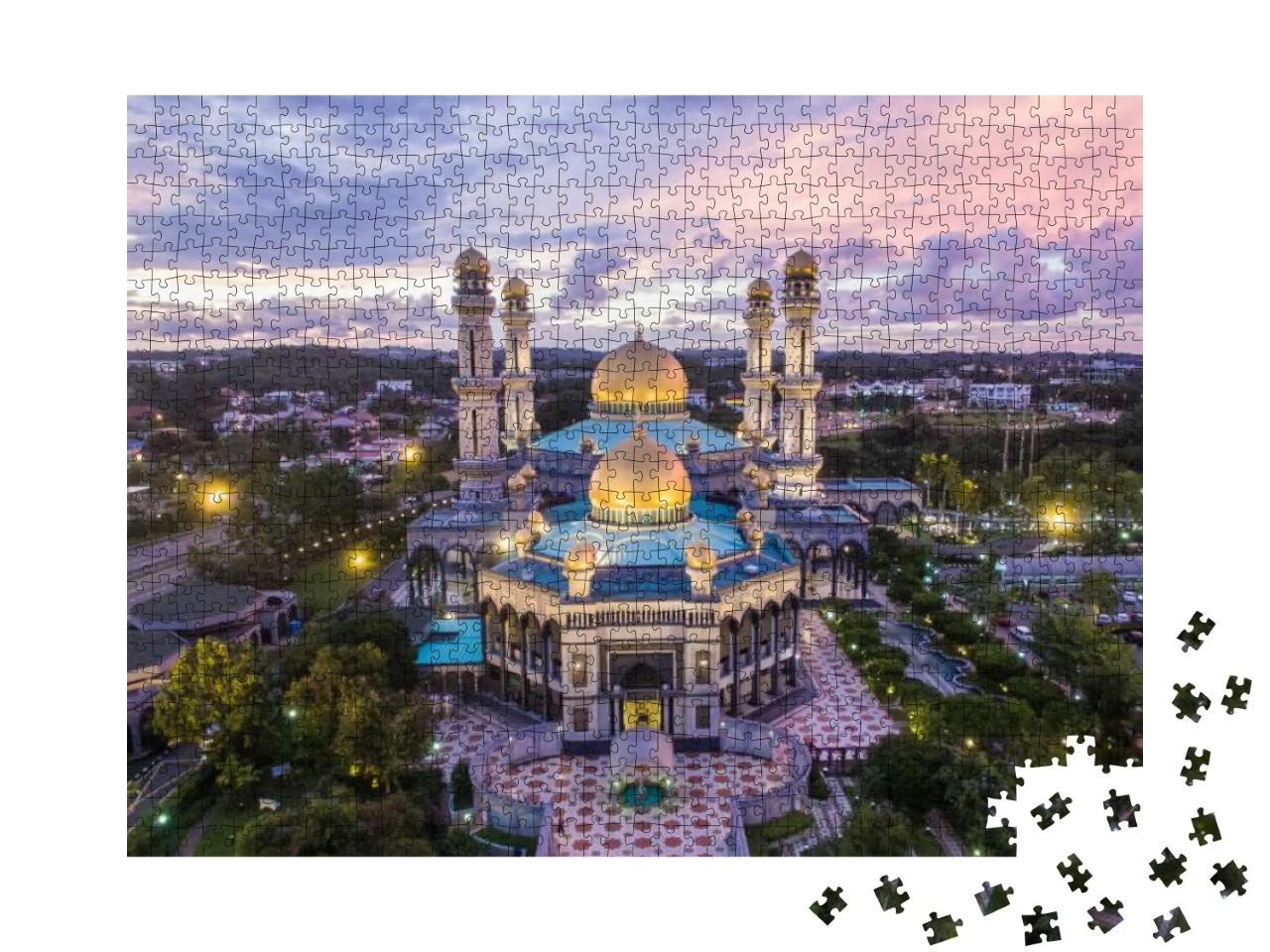 Aerial View of Mosque Jame Asr Hassanil Bokliah At Brunei... Jigsaw Puzzle with 1000 pieces