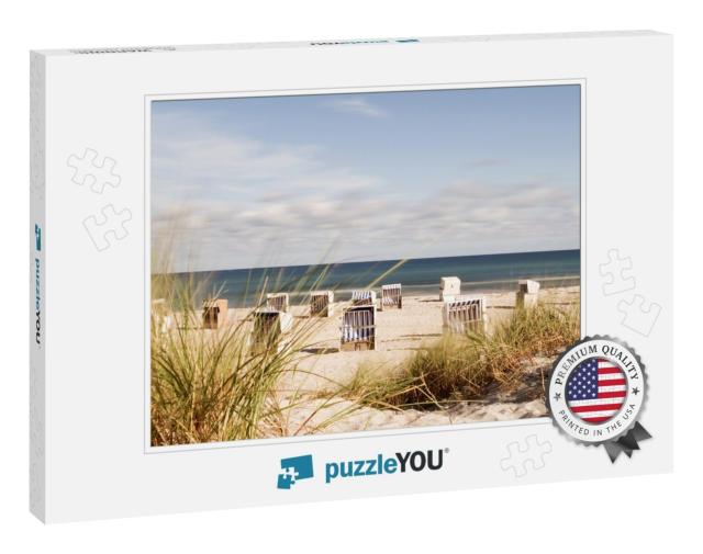 Hooded Beach Chairs At the Baltic Sea, Focus on the Dune... Jigsaw Puzzle