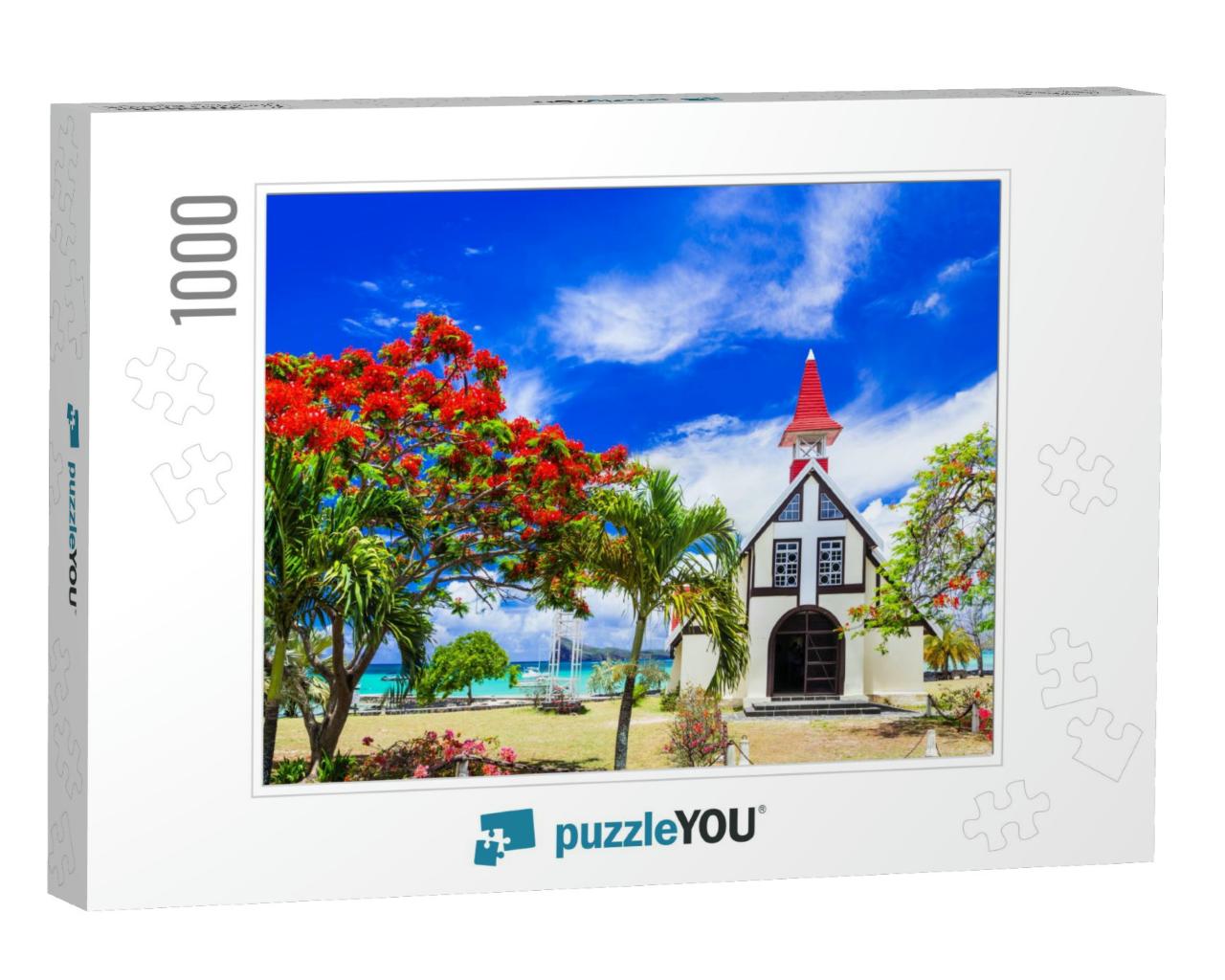 Scenery of Beautiful Mauritius Island - Red Church on the... Jigsaw Puzzle with 1000 pieces