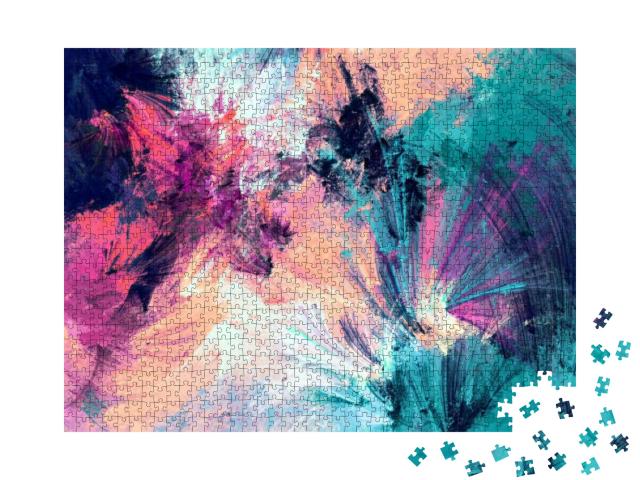 Cold Multicolor Beautiful Futuristic Pattern. Abstract Pa... Jigsaw Puzzle with 1000 pieces