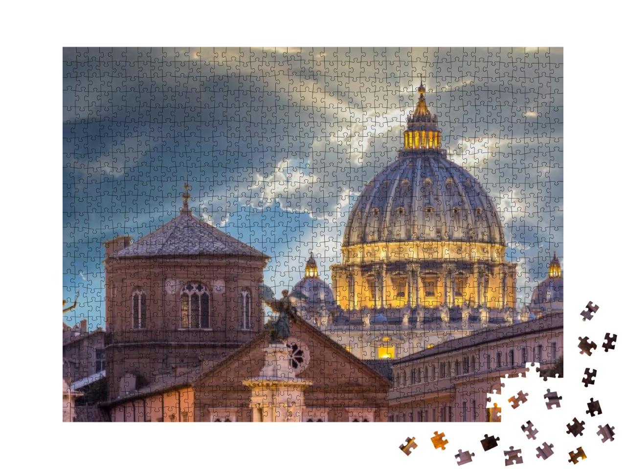 St Peters Basilica in Rome, Vatican, the Dome At Sunset... Jigsaw Puzzle with 1000 pieces