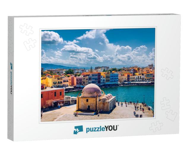 Mosque in the Old Venetian Harbor of Chania Town on Crete... Jigsaw Puzzle