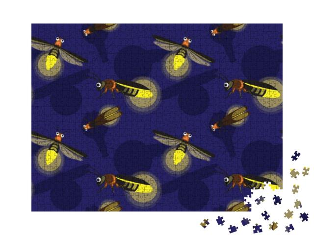 Cute Firefly Cartoon Background Seamless Wallpaper... Jigsaw Puzzle with 1000 pieces