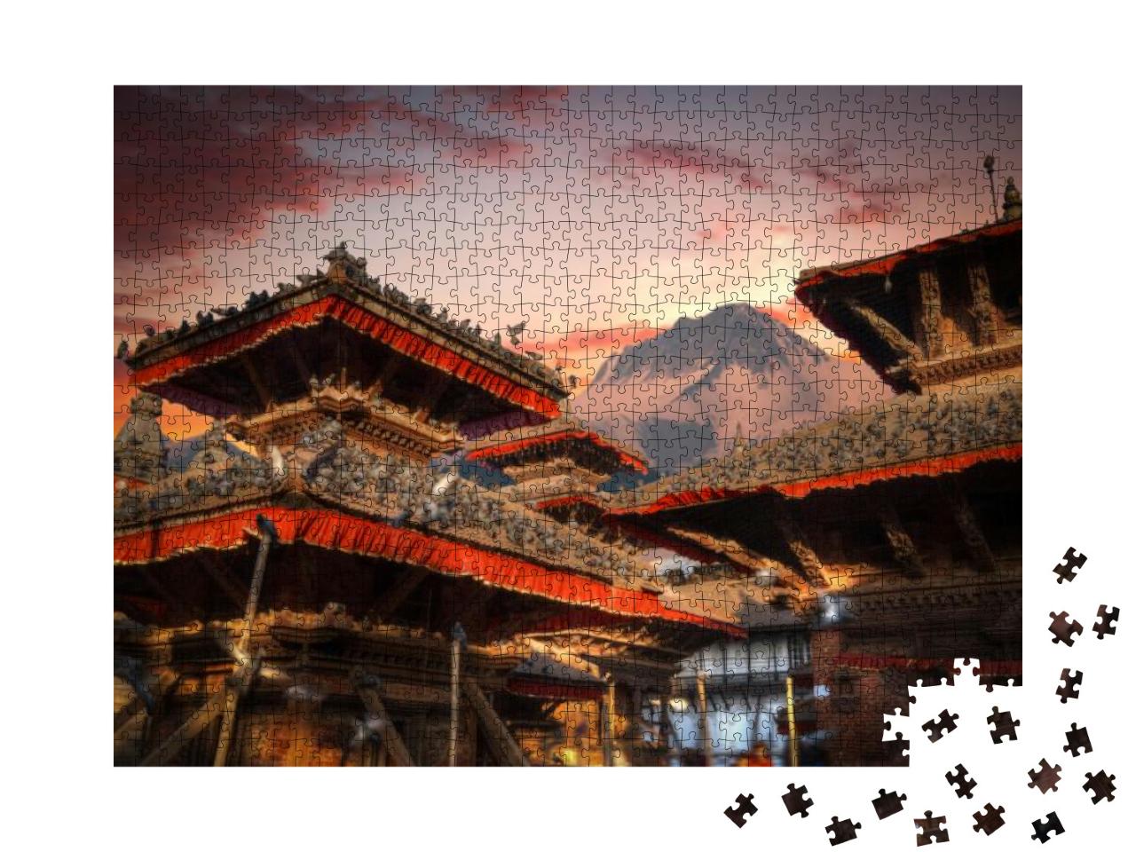 Temples of Durbar Square in Bhaktapur, Kathmandu Valley... Jigsaw Puzzle with 1000 pieces