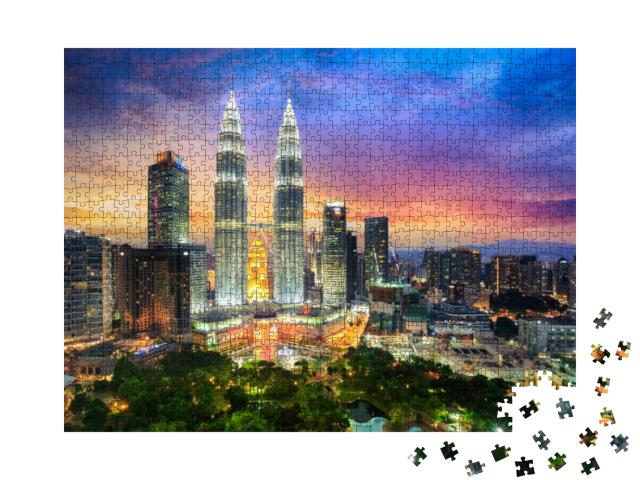 Kuala Lumper City Skyline At Dusk, Kuala Lumper Malaysia... Jigsaw Puzzle with 1000 pieces