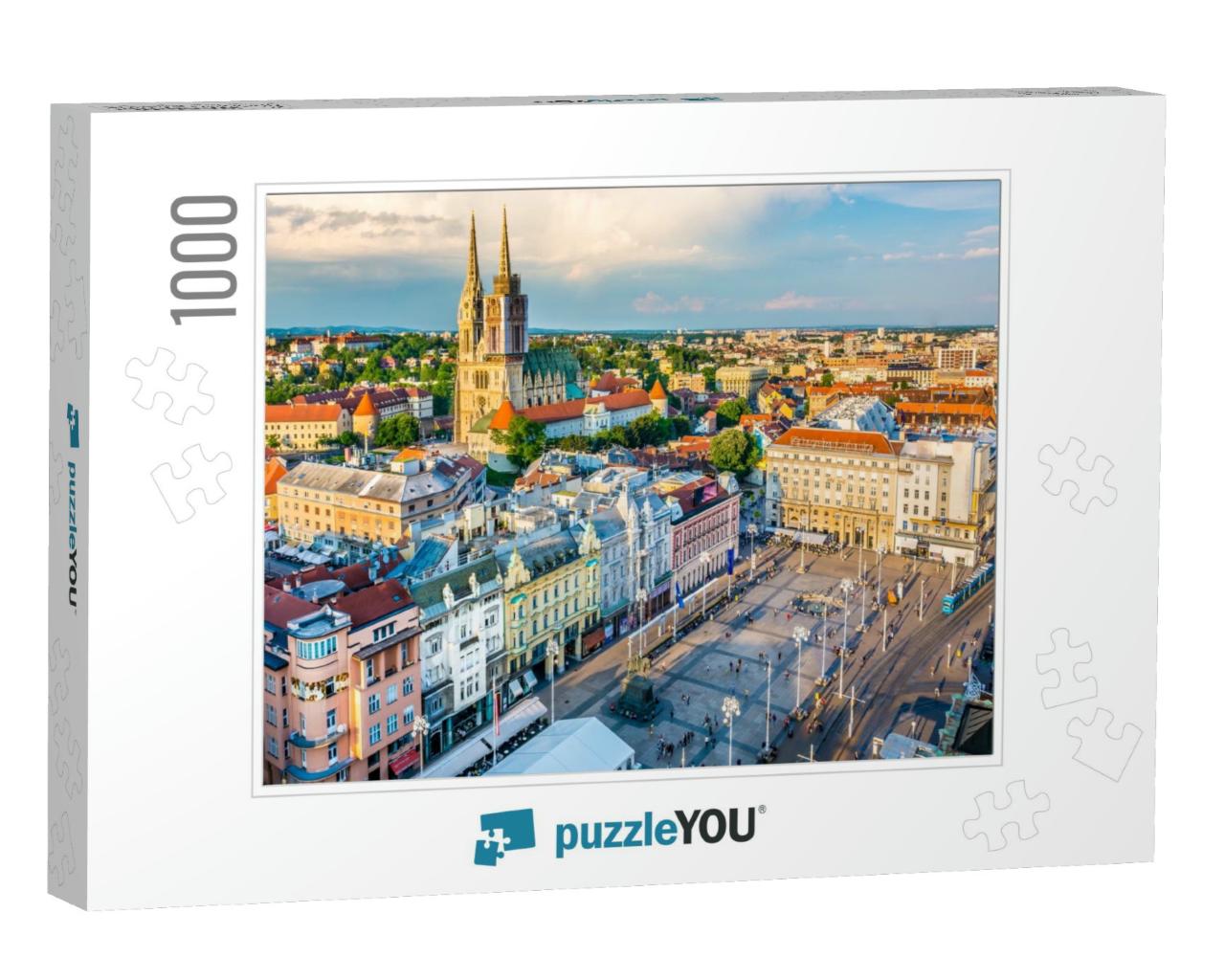 Aerial View At Capital Town of Croatia, Zagreb City Main... Jigsaw Puzzle with 1000 pieces