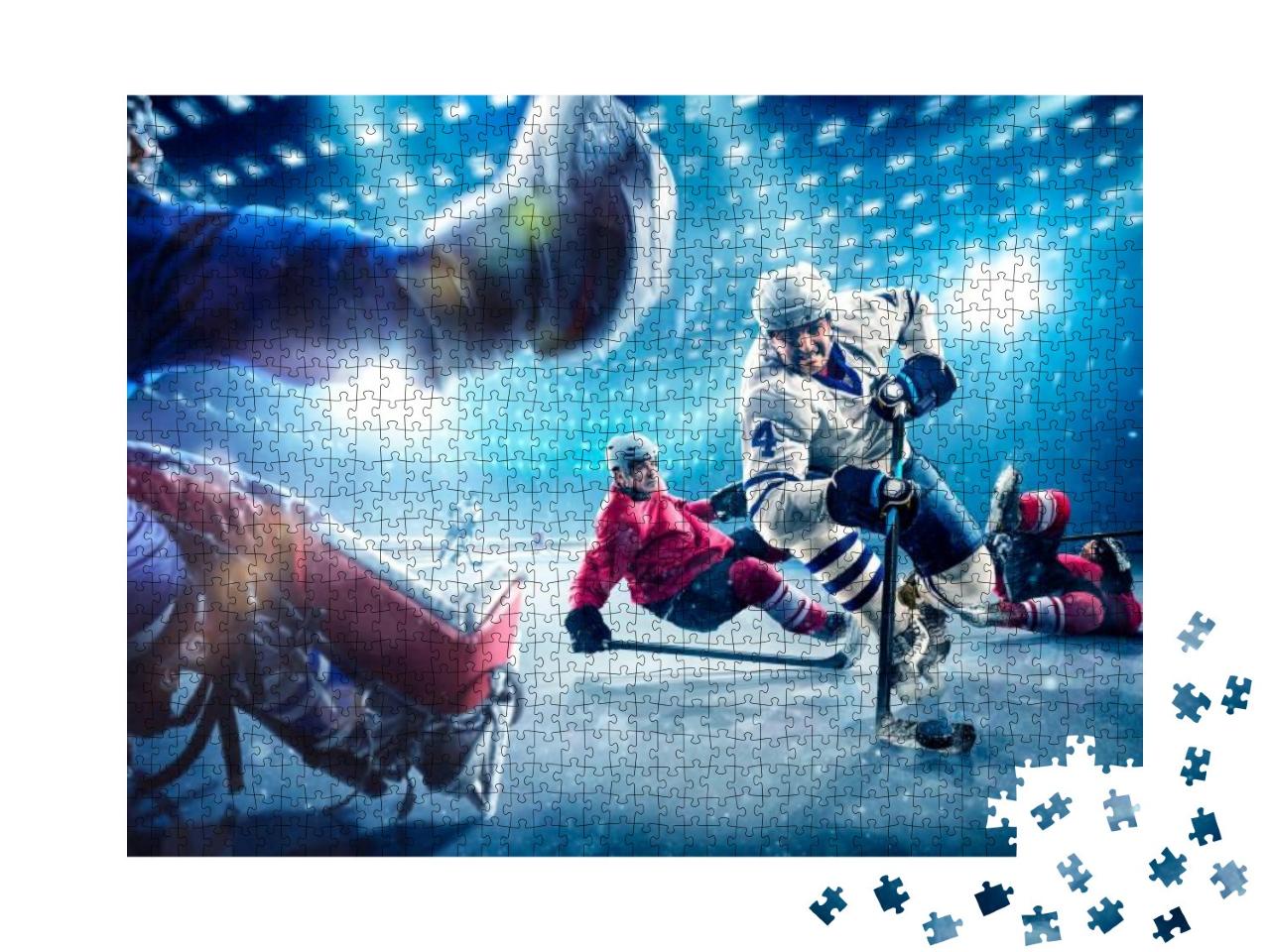 Hockey Players Shoots the Puck & Attacks... Jigsaw Puzzle with 1000 pieces