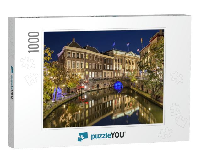 Canal in the Historic Center of Utrecht in the Evening, N... Jigsaw Puzzle with 1000 pieces