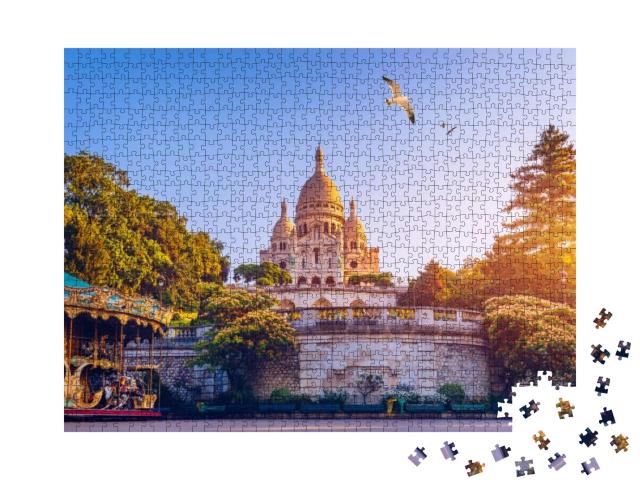 Basilica Sacre Coeur in Montmartre in Paris, France. the... Jigsaw Puzzle with 1000 pieces