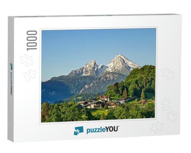 Mountain Landscape in the Bavarian Alps with Village of B... Jigsaw Puzzle with 1000 pieces