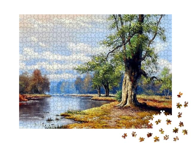 Fine Art, Landscape, River, Oil Paintings... Jigsaw Puzzle with 1000 pieces
