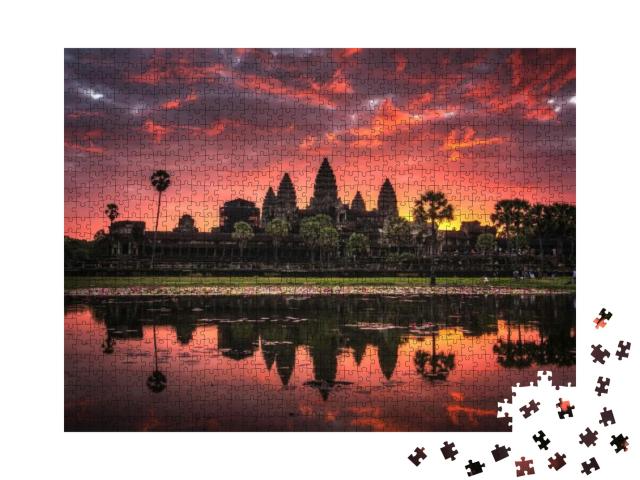 Beautiful Sunrise with Colorful Sky At Angkor Wat Means T... Jigsaw Puzzle with 1000 pieces