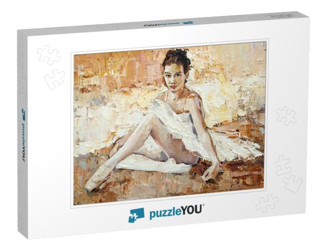 Little Ballerina with Curly Hair Sits & Fastens Pointe Sh... Jigsaw Puzzle