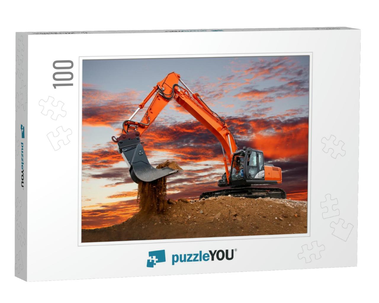 Excavator At Work on Construction Site... Jigsaw Puzzle with 100 pieces
