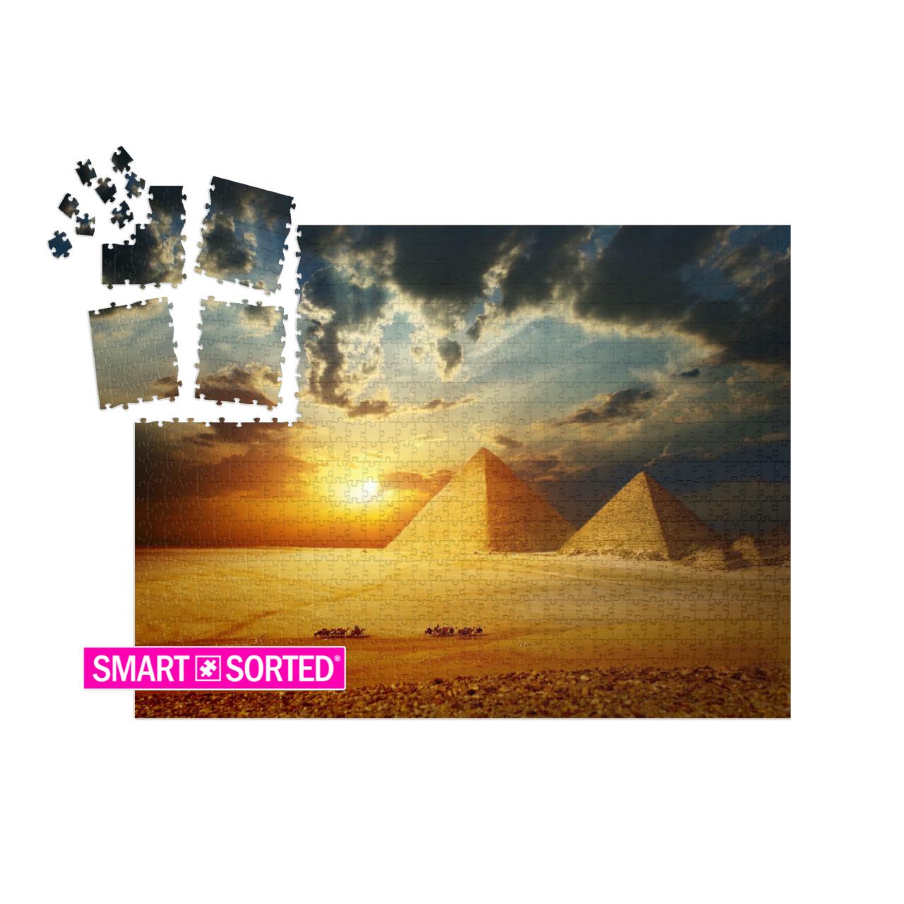 Grate Pyramids in Giza Valley in Egypt with Group of Bedo... | SMART SORTED® | Jigsaw Puzzle with 1000 pieces