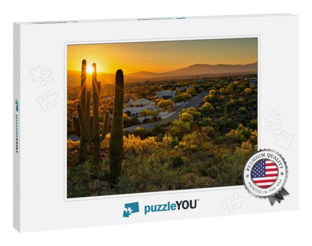 Houses Between Saguaros in Tucson Arizona... Jigsaw Puzzle